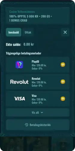 Spinanga casino Seksjon for innskudd