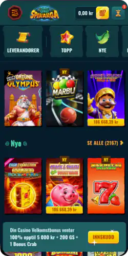 Spinanga casino Spilleautomater-seksjonen