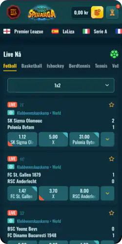 Spinanga casino Sportsbetting-seksjonen