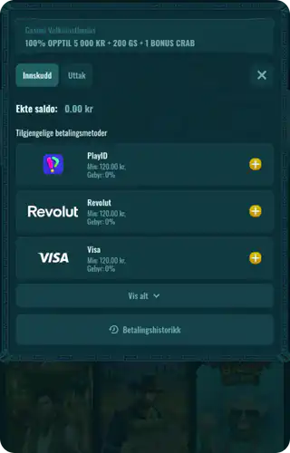 Spinanga casino Tilgjengelige innskuddsmetoder